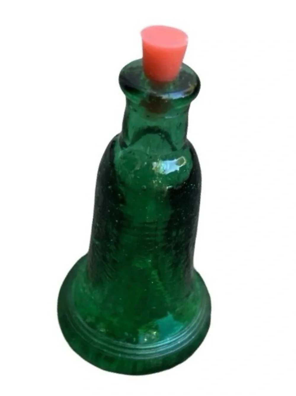 VTG Wheaton Liberty Bell Green Glass Bottle 3” Apothecary Cottagecore Coastal